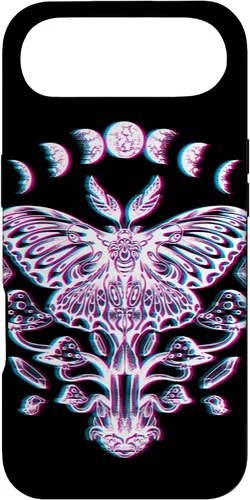 Vista 26 de Funda Glitch para iPhone 15 Glitch Lunar Moth Fases Cristales Setas