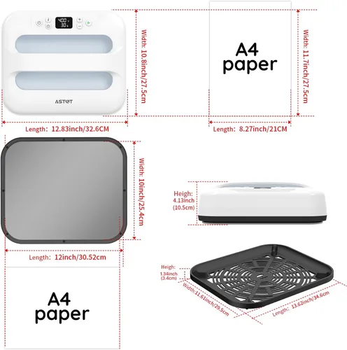 Vista 2 de AST&T Máquina de prensa térmica de 12 x 10 pulgadas, portátil y fácil de prensar para camisetas, almohadas, bolsas de mano y más, color blanco
