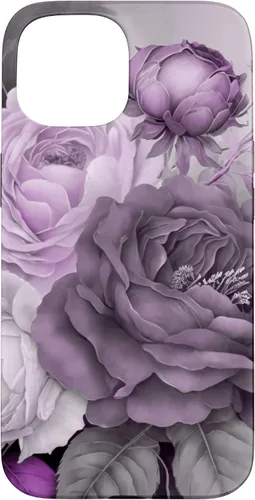 Vista 6 de Purple Watercolor Rose Flower Bouquet on Gray Case for iPhone 17