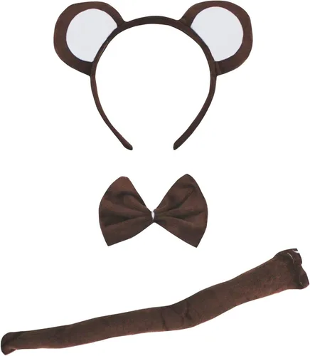 Vista 5 de Petitebella Traje combinado de 3 piezas con diadema de animales y pajarita y cola