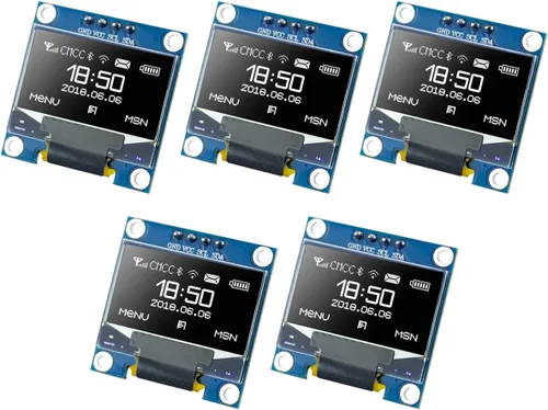 Vista 10 de Hosyond 5 Piezas 0.96 Pulgadas OLED I2C IIC Módulo de Pantalla 12864 128x64 Píxeles SSD1306 Mini Pantalla OLED Autoluminiscente Compatible con Azul