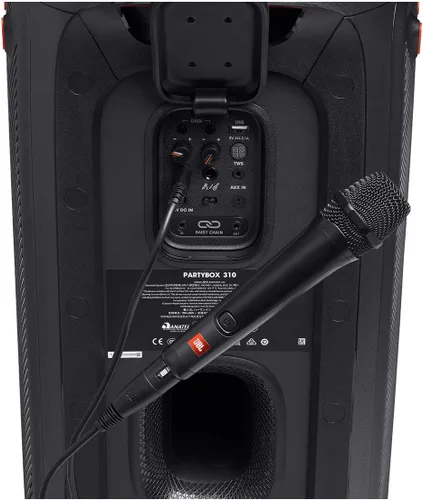 Vista 4 de JBL PartyBox Mic 100: Micrófono vocal dinámico con cable (1 m), rendimiento de calidad JBL, tapa de malla de alambre con parabrisas, fácil de usar