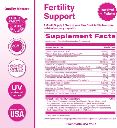 Vista 4 de Preparación para el embarazo y apoyo a la fertilidad – Vitex, inositol, folato – Limpieza anticonceptiva – Paquete de 2