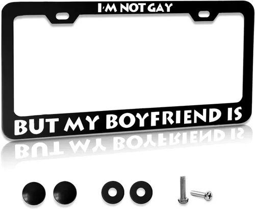Vista 8 de Divertido marco de aluminio de metal para placa de matrícula con textos humorísticos, cubierta de automóvil Blessed Christian Black con 2 agujeros