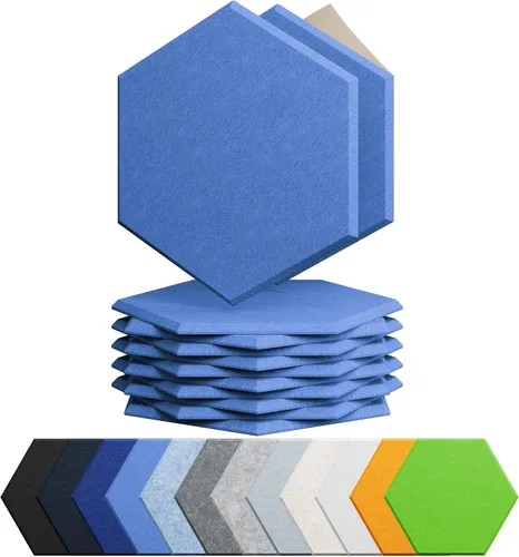 Vista 36 de Amantech - Paquete de 12 paneles acústicos autoadhesivos de espuma acústica a prueba de sonido, alta densidad, hexagonales, 12 x 10.23 x 0.4 Beige