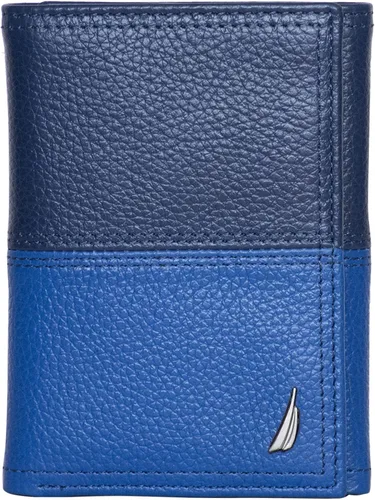 Vista 54 de Nautica Men's Trifold Wallet RFID Blocking Protection ID Window Card Slots Genuine Leather Durable