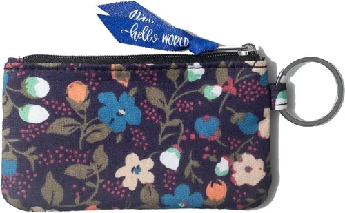 Vista 2 de DQL Cartera para identificación con cordón, llavero con soporte de identificación de moda para mujer (Bloom Whispers)