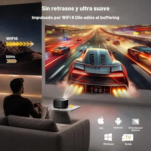 Vista 7 de ONOAYO Outdoor-Projector-4K with 60W Dolby Audio and Official Licensed Apps