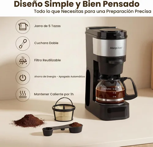 Vista 7 de Morpilot Cafetera de 2 vías, compatible con cápsulas K-Cup o molidos, cafetera de goteo compacta con tamaños de jarra de 20 oz/20.3 fl oz, 4 ajustes