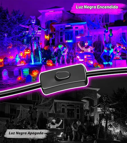 Vista 4 de Paquete de 2 barras de luz negra LED de 42W, luz negra con cable de 6 pies + interruptor + enchufe, suministros de fiesta de luces negras que