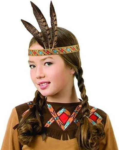 Vista 5 de Banda de tocado de plumas indias nativas americanas de Halloween, tocado inspirado en la cabeza estadounidense para niños y adultos