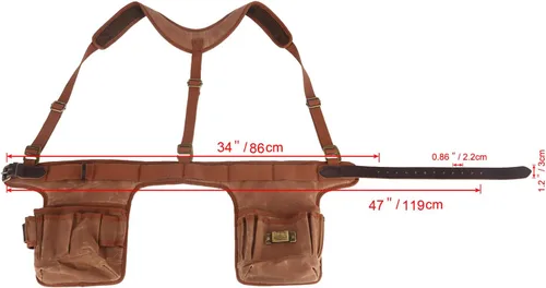Vista 5 de Bolsa para cinturón de herramientas con tirantes-carpintero electricista acolchada 5+ bolsillos, pequeña Heavy Duty Work Belt ,with Hammer Holder