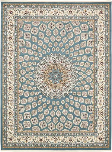 Vista 16 de Unique Loom Narenj Collection - Alfombra clásica con diseño de medallón texturizado tradicional, 3 x 5 pies, 1 pulgada, rectangular, color Azul