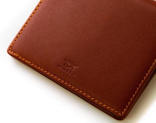 Vista 9 de Mush & Bow Rigel - Cartera para hombre, bloqueo RFID, plegable minimalista, Marrón, Minimalista