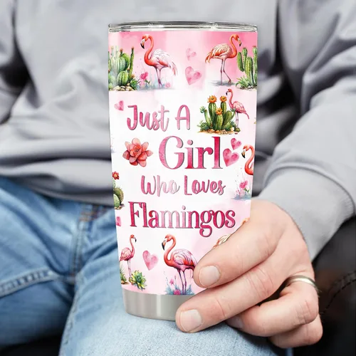 Vista 3 de Vaso de café de viaje personalizado con diseño de flamenco, tazas aisladas con tapa con nombre personalizado animal estampado floral, vasos de acero