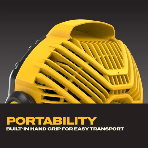 Vista 4 de DEWALT 20V MAX Ventilador portátil, ventilador de taller inalámbrico recargable con batería, hasta 4.5 horas de duración, velocidad variable, 650