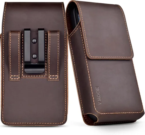 Vista 9 de ykooe Funda de cuero genuino para teléfono compatible con iPhone 16/15/14/13/12 Pro Max & Plus, 17 modelos Air, Galaxy S24/S23/S21 FE - Clip