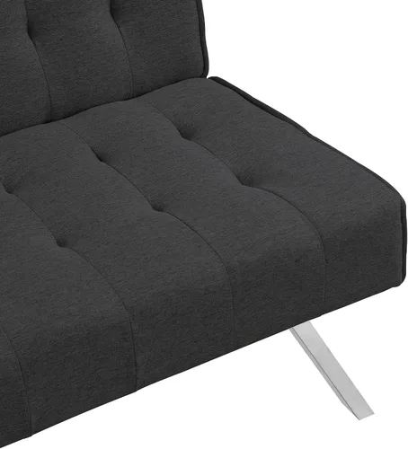 Vista 9 de Moderno sofá cama convertible futón/sofá cama sin brazos/sofá futón/sofá durmiente/3 ángulos ajustables espalda/sofá cama convertible (negro)
