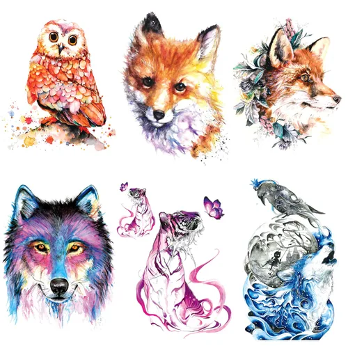 Vista 12 de GLARYYEARS - Tatuajes temporales para hombre, diseños realistas de animales en 3D 24 large waterproof fake tattoos. Painless 15-sec application