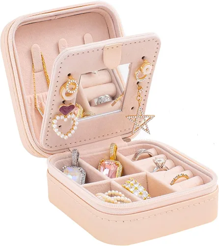 Vista 17 de KElofoN Estuche de viaje para joyas Caja de viaje para joyas Organizador de joyas de viaje Pequeño estuche organizador de joyas para niñas y mujeres