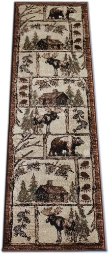 Vista 6 de Masada Rugs, Bear Cabin - Alfombra de alce (2 pies 2 pulgadas x 7 pies 2 pulgadas)