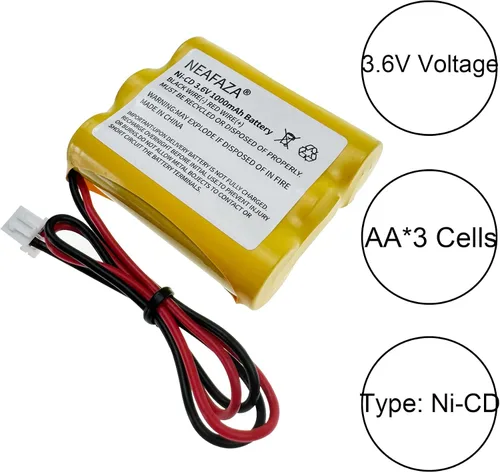 Vista 3 de Señal de salida Ni-CD de 3.6 V, 1000 mAh, batería de emergencia compatible con OSA107 PowerSonic A5289-1 DISON KRH-15/51 KRH15/51 JLEU9