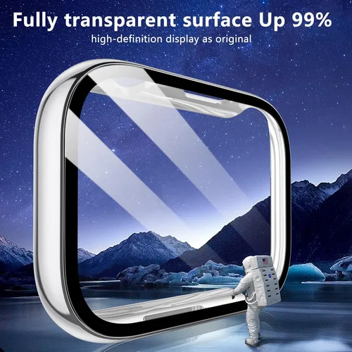Vista 5 de GEAK Funda compatible con Apple Watch de 1.654 pulgadas, protector de pantalla templado HD de alta sensibilidad para iWatch Series 3/2/1