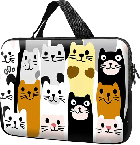 Vista 33 de Funda para laptop con asa de 10 pulgadas, impermeable, diseño de lentes de sol de alpaca, funda para computadora compatible con MacBook Air, Pro
