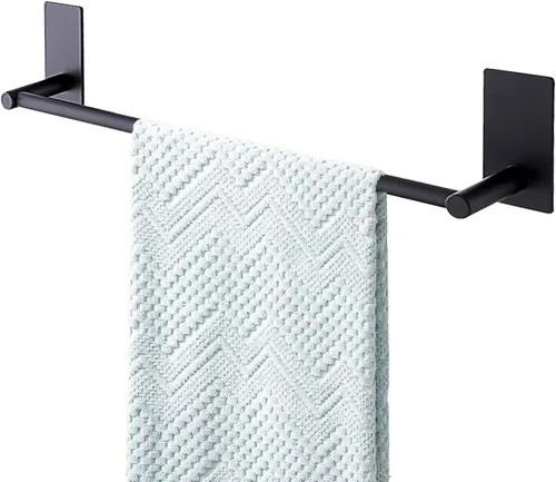 Vista 15 de Barra de Toalla Adhesiva Negra de 9 Pulgadas, Soporte de Toalla de Baño Adhesivo, Soportes de Toalla de Mano, Sin Perforación en la Pared - Negro