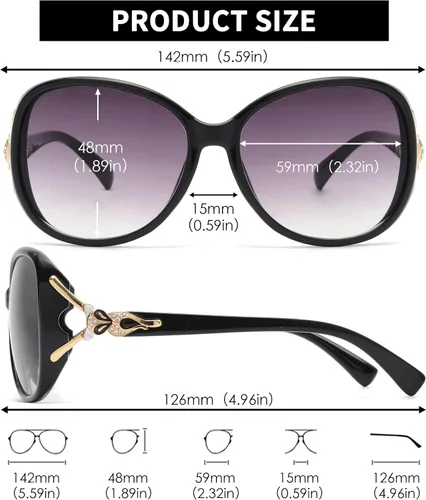 Vista 6 de JM Polarized Sunglasses, Womens Trendy Oversized Big Large Driving Sun Glasses, Sensitive Eyes UV Protection Sunnies