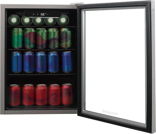 Vista 9 de Frigidaire EFMIS9O00, refrigerador de bebidas con puerta de vidrio, mini refrigerador compacto con control digital de temperatura que se adapta a 88