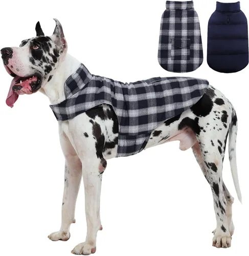 Vista 14 de Kuoser - Abrigo de invierno para perro reversible de estilo británico, abrigo de clima frío para cachorros, ropa resistente al viento, chaleco