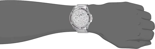 Vista 5 de GUESS US - Reloj de corte con diamantes de imitación plateados para hombre, plateado