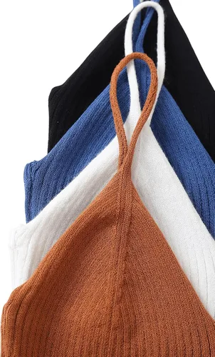 Vista 4 de SheIn Camisola básica sin mangas con cuello en V para mujer, 4 piezas