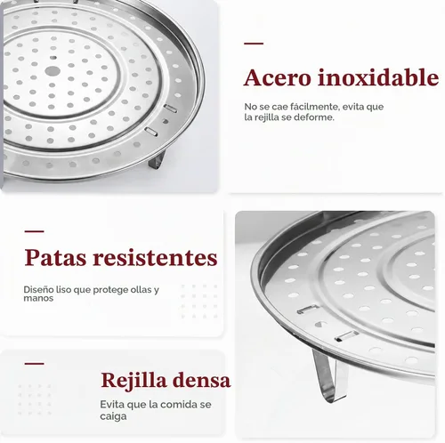 Vista 3 de Estante de vapor de 11 pulgadas, estante de vapor para olla, acero