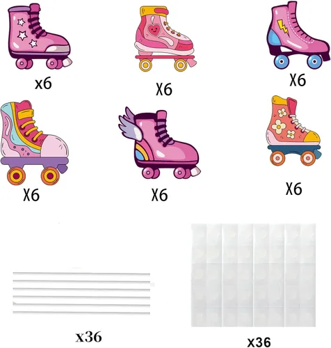 Vista 2 de 36 piezas de patines de postre para cupcakes, suministros de fiesta, decoración de fiesta de cumpleaños para niños y niñas, decoración de fiesta