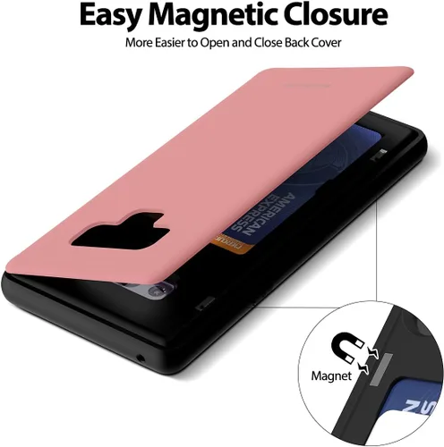 Vista 4 de GOOSPERY - Parachoques magnético para puerta compatible con Galaxy Note 9, funda tipo billetera con tarjetero, cierre automático por imán, funda