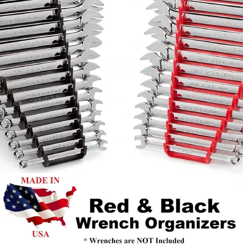 Vista 6 de JSP Manufacturing Organizador de llaves estándar para 16 herramientas, color rojo y negro, paquete de 2 unidades Bandeja de almacenamiento