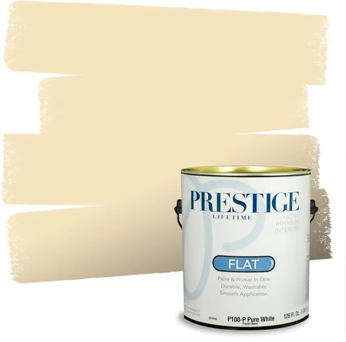 Vista 48 de PRESTIGE Pinturas de pintura exterior e imprimación en uno, 1 galón, plano, combinación comparable de Benjamin Moore* Manzanilla*