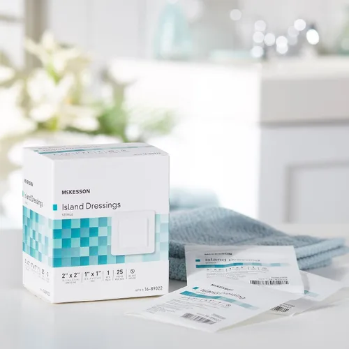 Vista 6 de McKesson Aderezos para islas, Estéril, Dimensión, 2 x 2 in, 1 x 1 in, 25 ct Almohadilla
