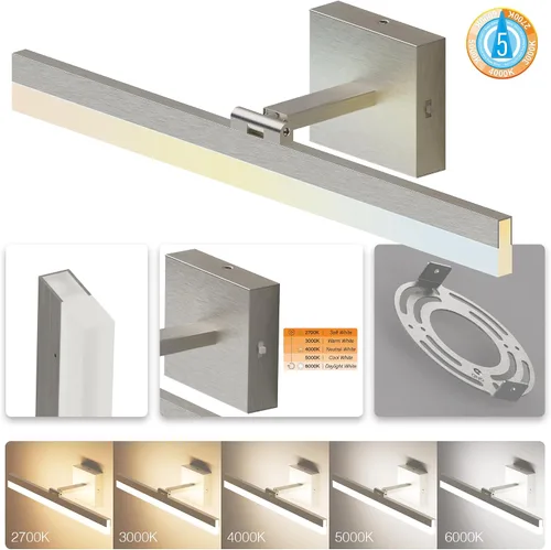 Vista 2 de ZAGO Lámpara de tocador de baño de 24 pulgadas sobre el espejo, LED moderna y rotacional montada en la pared, ajustable, cableada, con cable