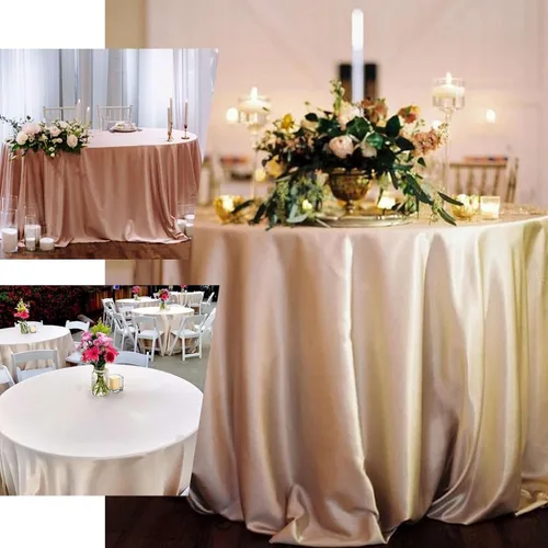 Vista 5 de Tableclothsfactory Mantel redondo de satén para cocina, comedor, catering, boda, fiesta de cumpleaños, eventos