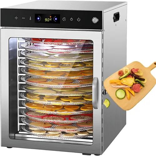 Vista 8 de Food Dehydrator Machine Stainless Steel Rotary Food Dryer with Touch Screen Panel, LED Light, 10/12/16 Tray Capacity, 360° Heat Circulation for