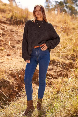 Vista 3 de PRETTYGARDEN Suéteres de otoño de gran tamaño para mujer, estilo casual, cuello redondo, manga larga, tejido trenzado grueso, blusa
