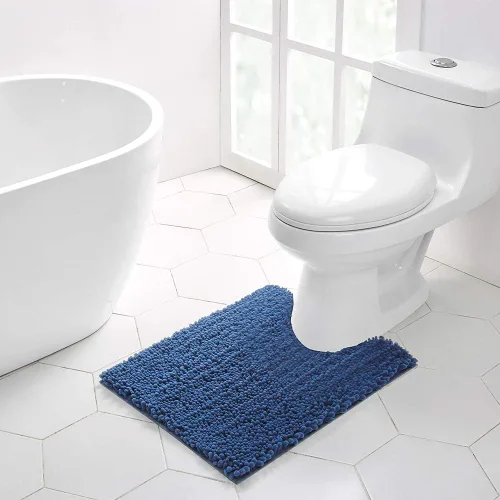 Vista 82 de Walensee Alfombra de baño antideslizante (32x20, azul oscuro) absorbente de agua, súper suave, felpilla peluda, lavable a máquina, se seca