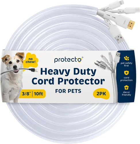 Vista 9 de PROTECTO Protector de Cables Resistente para Perros y Gatos, Funda Larga de 10 Pies, Cubierta de Cable de 1/2 Pulgada Fácil de Usar para Mascotas