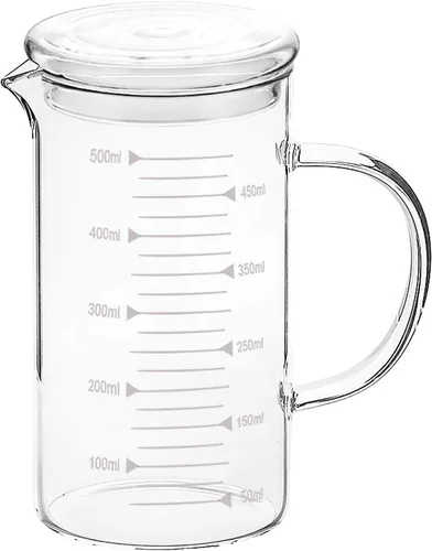 Vista 8 de Taza medidora de vidrio de 4 1/2 onzas con doble boquilla para café expreso, vaso graduado con mango aislado, jarra triple de escala transparente