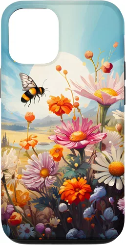 Vista 27 de Funda para iPhone 13 Pro Lively Bee en Sunny Meadow of Wildflowers