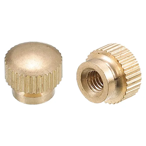 Vista 10 de uxcell Tuercas moleteadas para pulgar, 5 tuercas moleteadas de latón M3 x D10mm x H8mm con collar de cabeza alta con agujero ciego moleteado