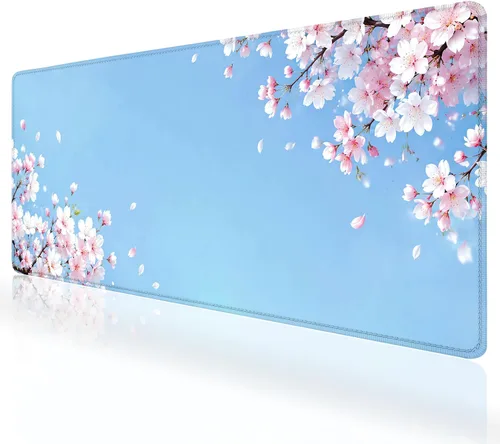 Vista 23 de Alfombrilla grande para mouse, tapete de escritorio para teclado de computadora, base de goma antideslizante, impermeable con bordes cosidos